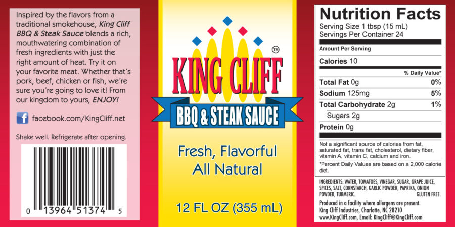 King Cliff BBQ & Steak Sauce label