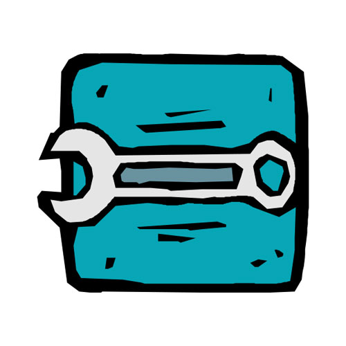 Cartoon illustration of a wrench
