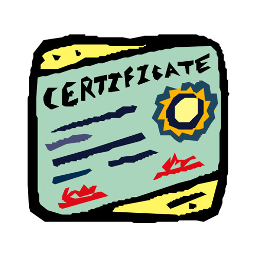 Cartoon illustration of a certificate