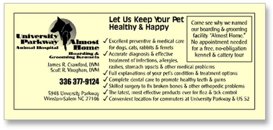 University Parkway Animal Hospital Yellow Pages advertisement