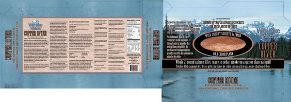 Wild Blue Waters Copper River salmon package design