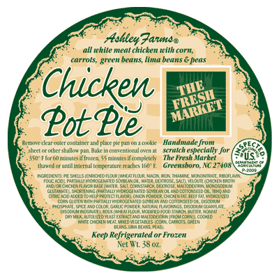 Joyce Foods private label chicken pot pie label