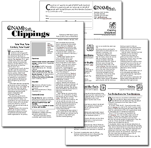 NAMI North Carolina 'Clippings' newsletter