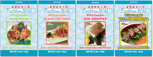 Wild Blue Waters Caribbean Wild brand seafood pouch designs