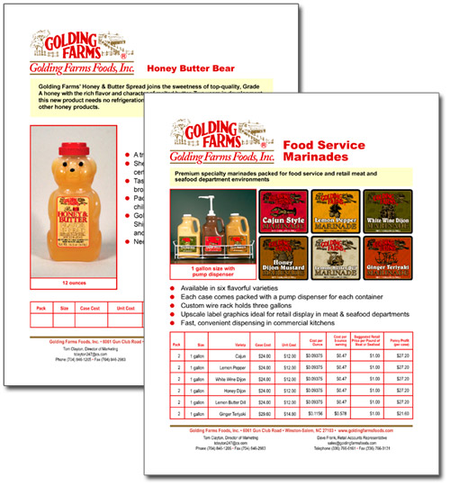 Golding Farms Foods sell sheets