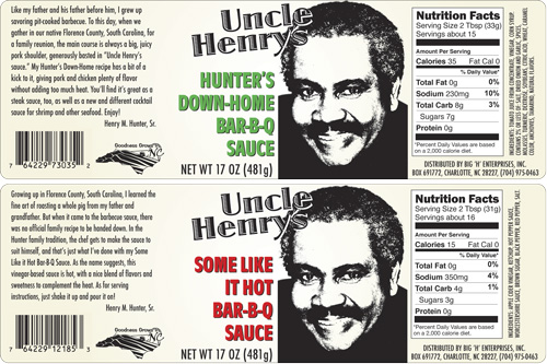 Uncle Henry's barbecue sauce label concepts