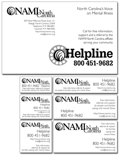 NAMI North Carolina Helpline print ads