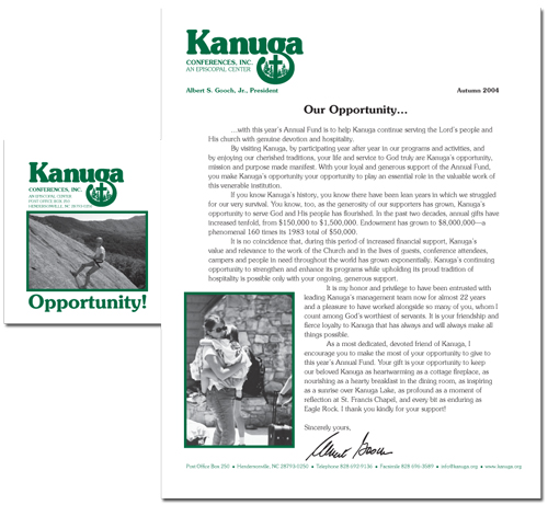 Kanuga Conferences, Inc., annual giving solicitation letter