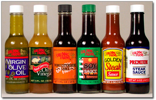 Golding Farms Foods condiment assortment labels