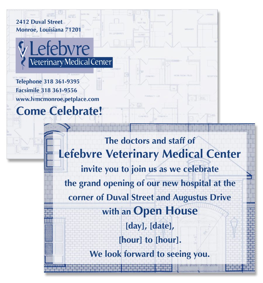 Lefebvre Veterinary Medical Center Open house invitation