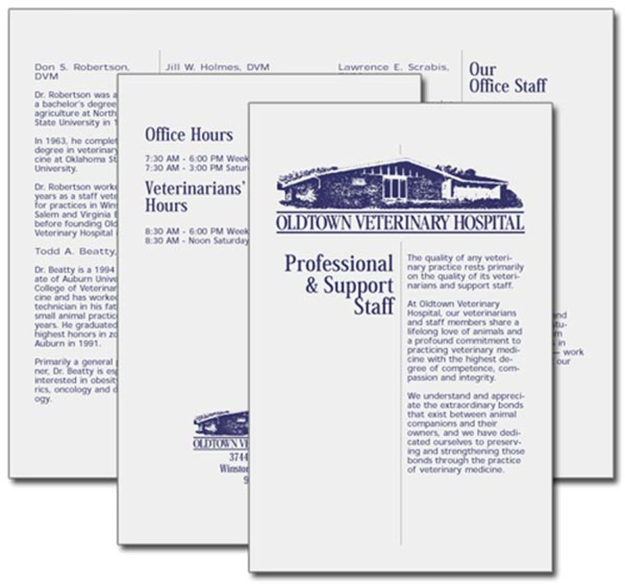 Oldtown Veterinary Hospital “Professional and Support Staff” flyer