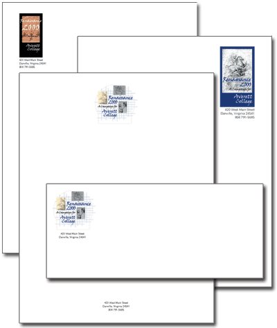 Averett College Renaissance 2000 campaign stationery concepts