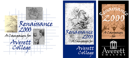 Averett College Renaissance 2000 campaign logo concepts