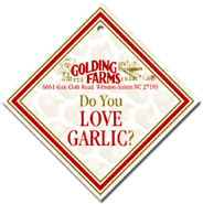Golding Farms Foods Roasted Garlic salad dressing hang tag