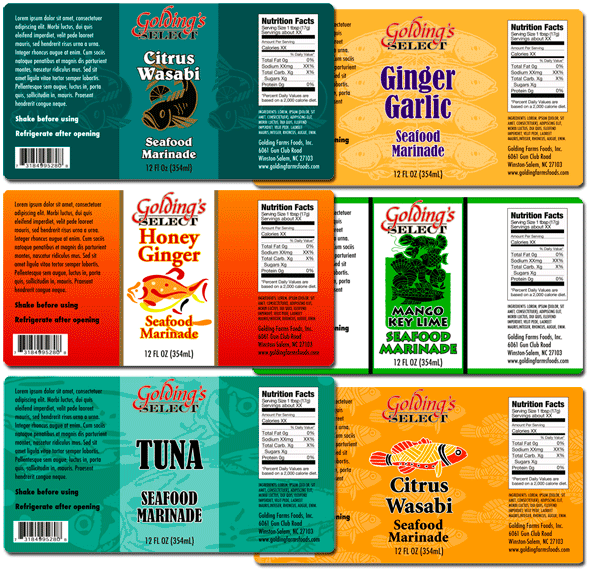 Golding's Select seafood marinade label concepts