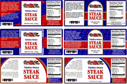 Golding Farms Vidalia Onion Steak Sauce label concepts