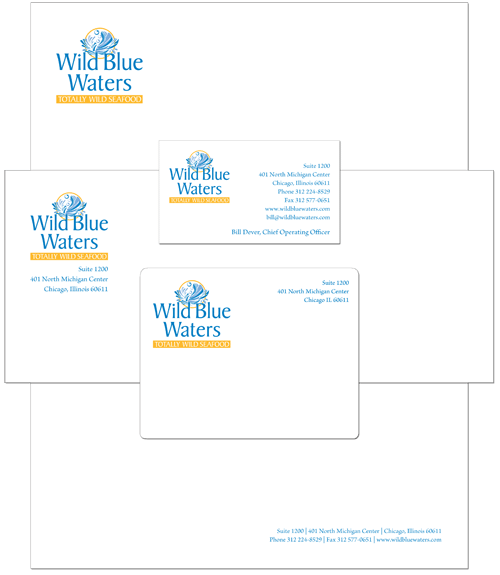 Wild Blue Waters logo and stationery